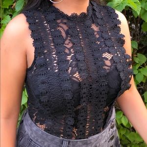 Lace Mock Neck Bodysuit